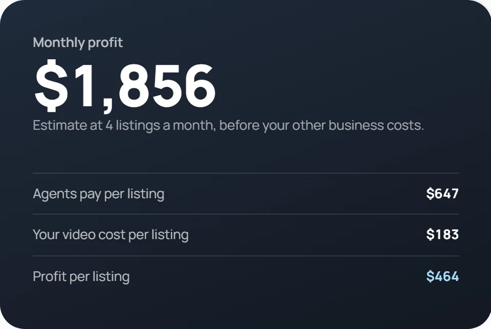 DoorFrame’s Earn panel: $464 profit per listing